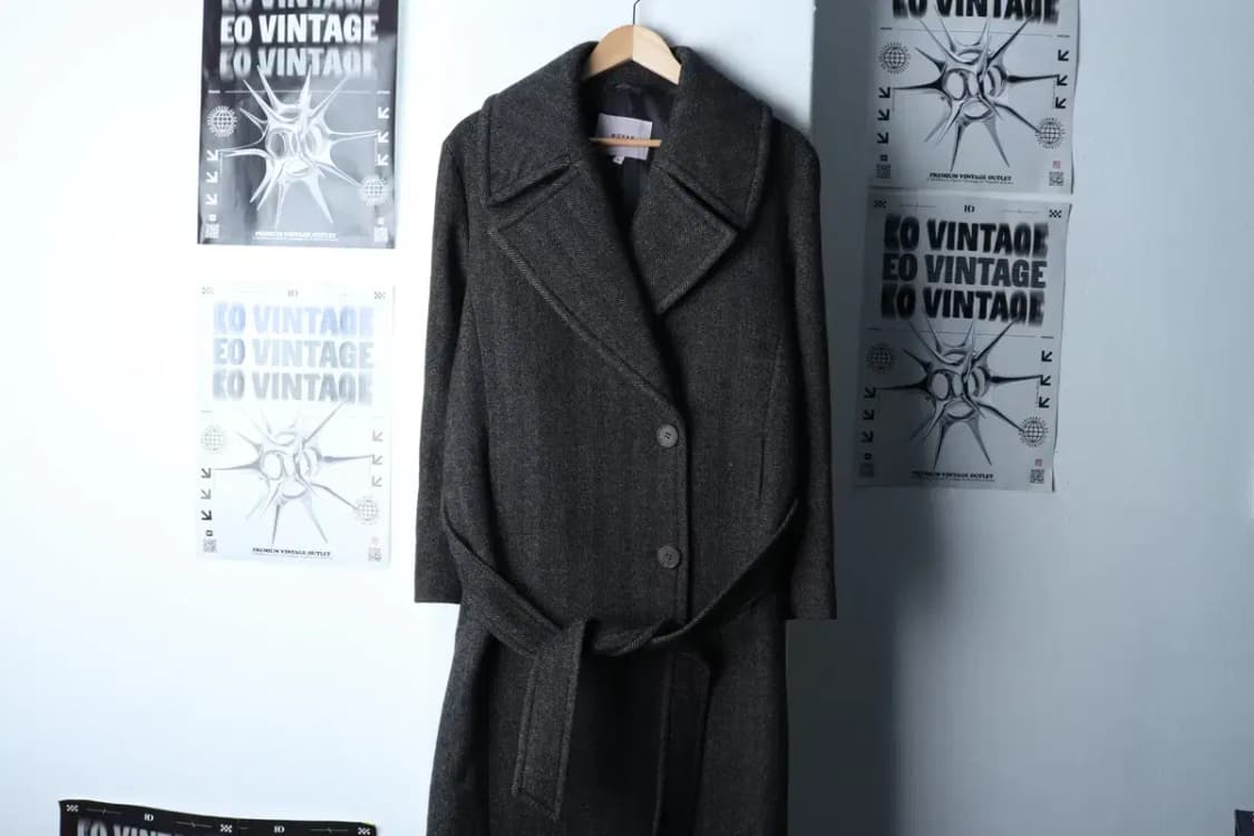 W(S-M) 모한 코트자켓 헤링본 차콜 울-16F7C 상품이미지2