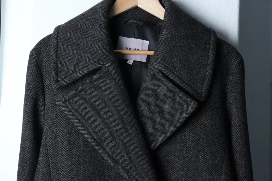 W(S-M) 모한 코트자켓 헤링본 차콜 울-16F7C 상품이미지3