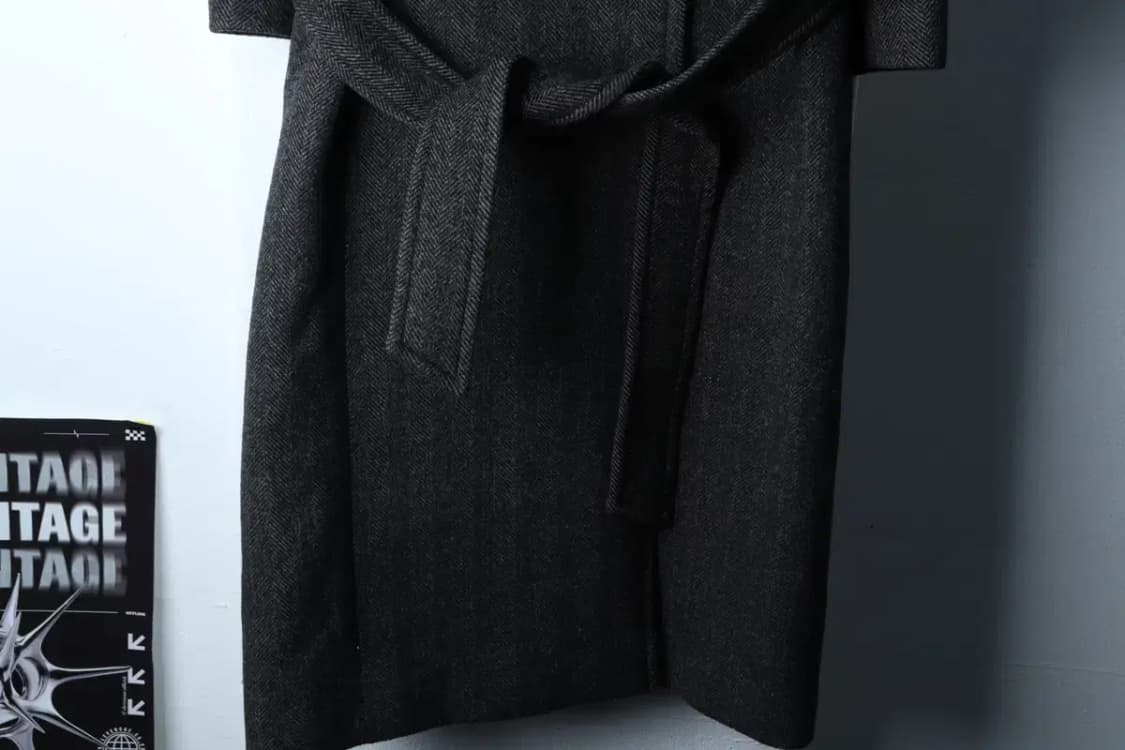 W(S-M) 모한 코트자켓 헤링본 차콜 울-16F7C 상품이미지4