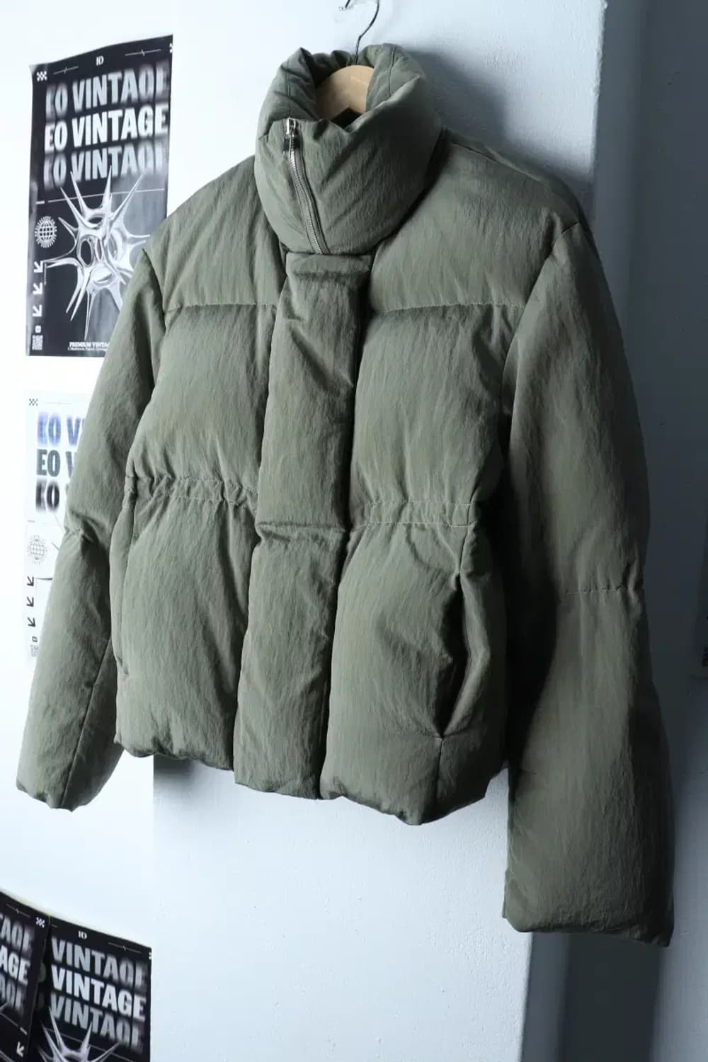 W(S) 모한 패딩 점퍼자켓 구스다운 그린 올드스쿨-16F81 상품이미지1