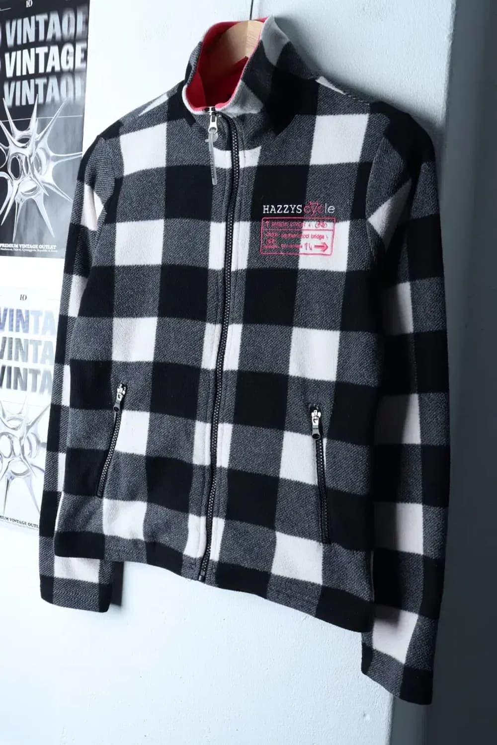 W(S) 헤지스 집업 바람막이 점퍼자켓 후리스 플리스 체크-16F8A 상품이미지1