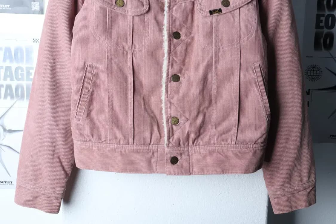 W(F) 리 집업 바람막이 점퍼자켓 코듀로이 트러커 핑크-16F92 상품이미지4