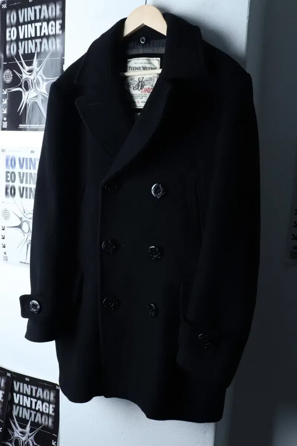 (L) 티니위니 코트자켓 더블 블랙 울 숏 해군-16FD3 상품이미지1