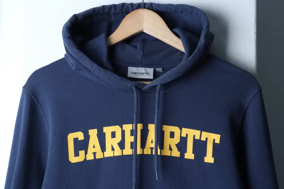 (S-M) 칼하트 후드티셔츠 레터링 블루 올드스쿨-16FD5 상품이미지3