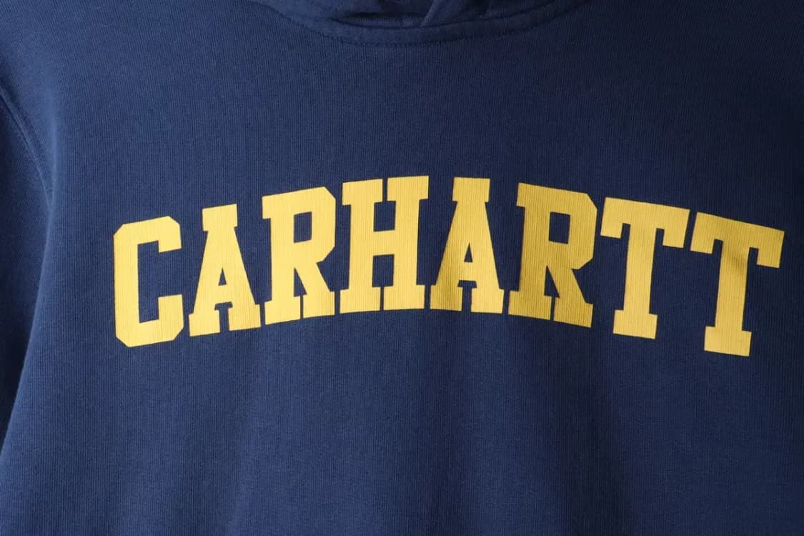 (S-M) 칼하트 후드티셔츠 레터링 블루 올드스쿨-16FD5 상품이미지5