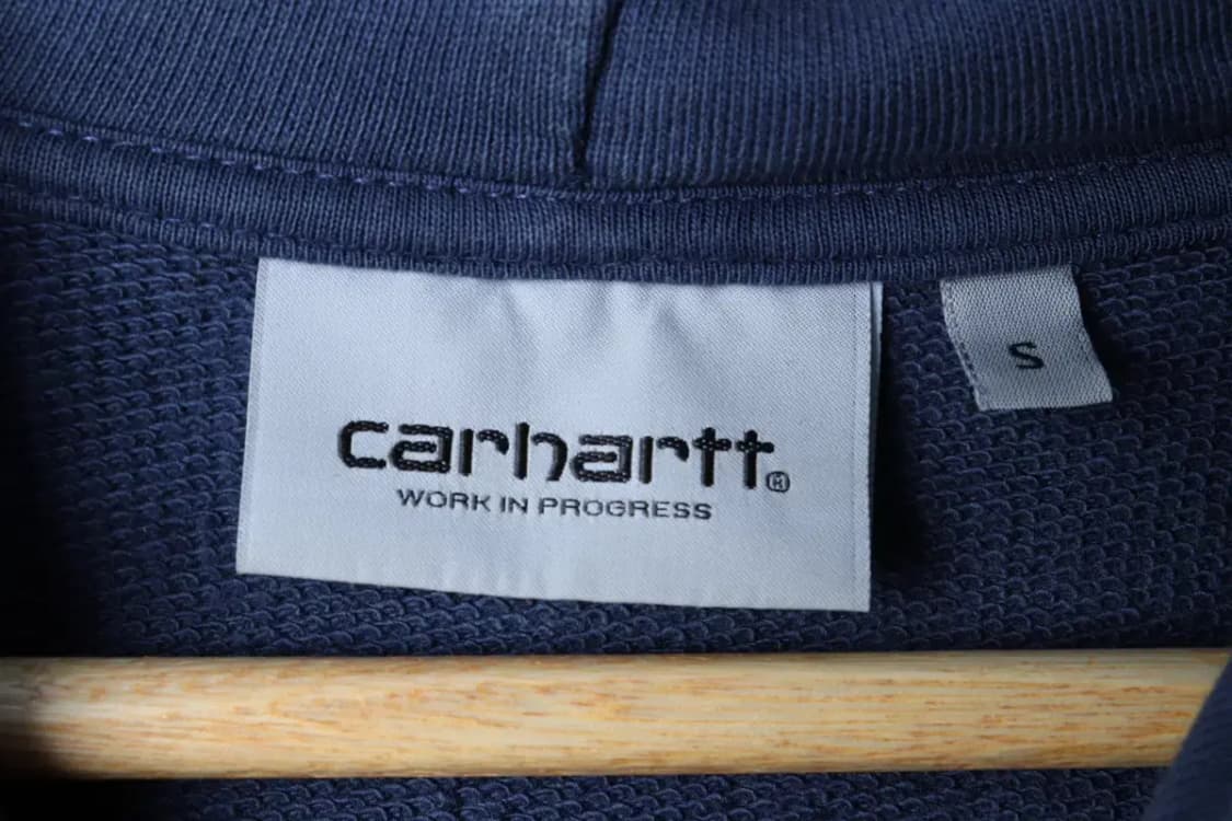 (S-M) 칼하트 후드티셔츠 레터링 블루 올드스쿨-16FD5 상품이미지7