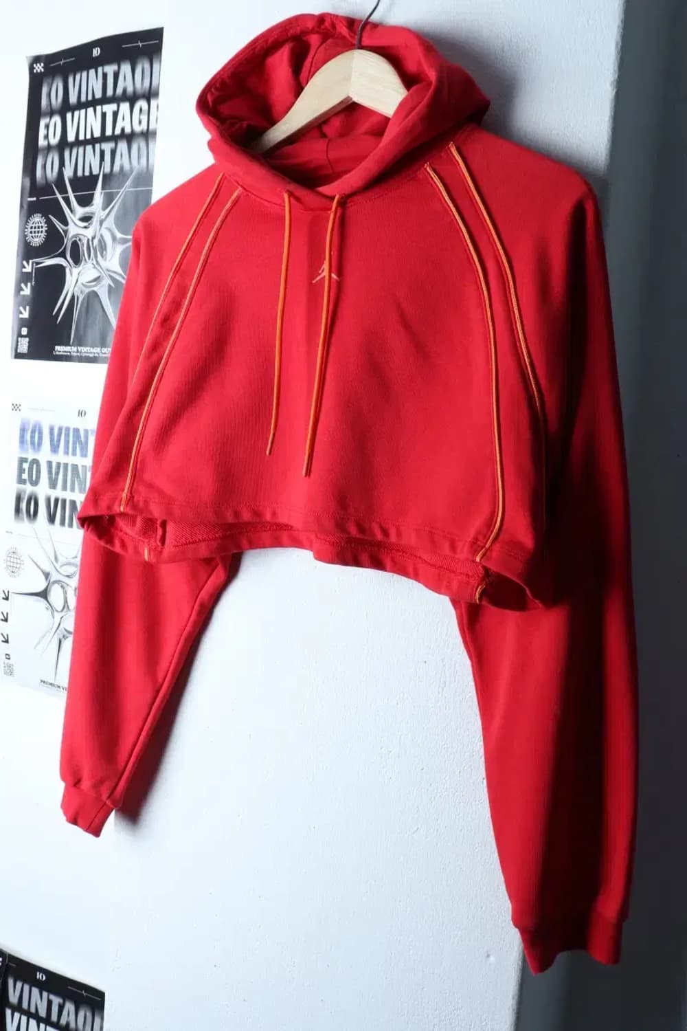 W(XS-S) 조던 후드티셔츠 레드 크롭 올드스쿨 풀오버-16FD8 상품이미지1