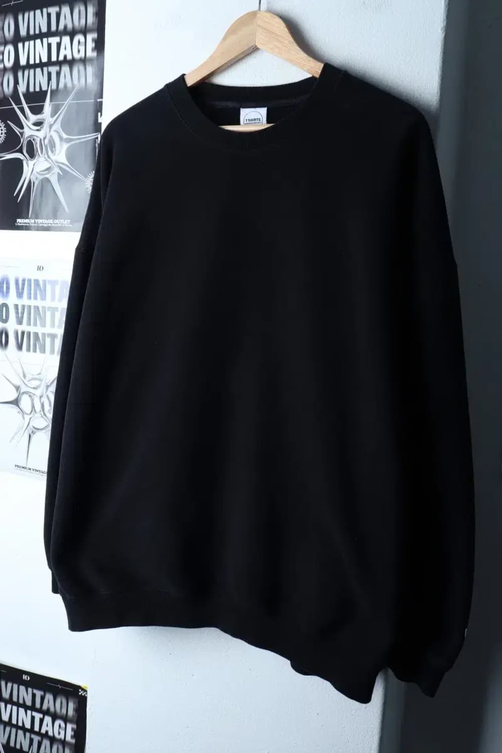 (XL-2XL) 미니멀프로젝트 맨투맨 티셔츠 무지 블랙 기모-16FDA 상품이미지1