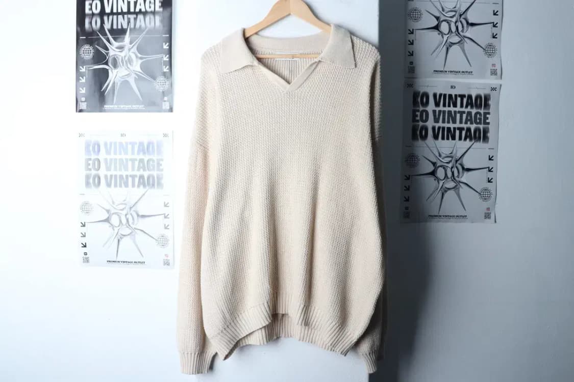 (L-XL) 쿠어 니트 루즈핏 카라 베이지 크로셰 오픈-16FDB 상품이미지2