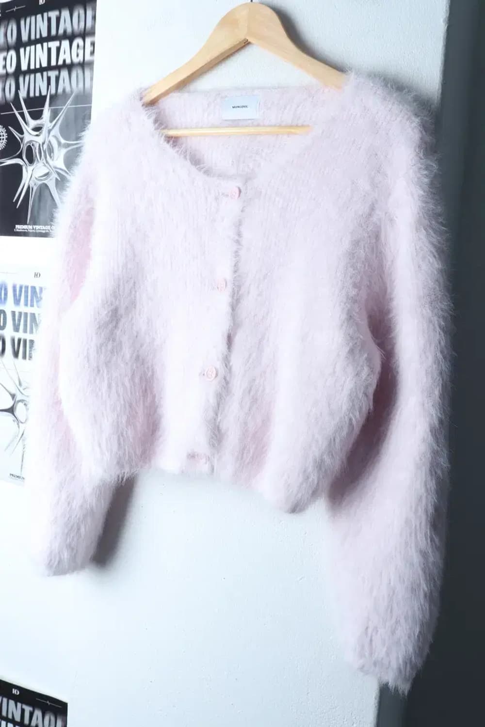 W(F) 몽돌 니트 가디건 모헤어 연보라 라벤더 솜사탕 크롭-16FDC 상품이미지1