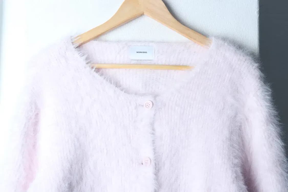 W(F) 몽돌 니트 가디건 모헤어 연보라 라벤더 솜사탕 크롭-16FDC 상품이미지3