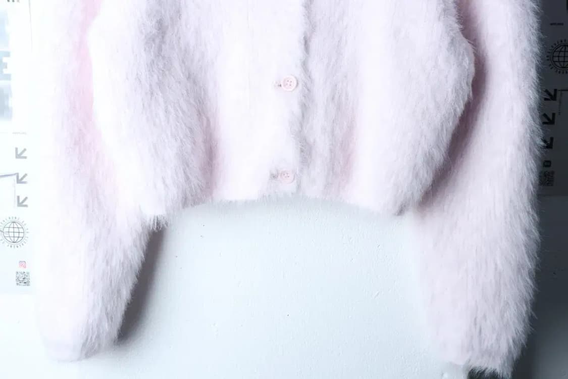 W(F) 몽돌 니트 가디건 모헤어 연보라 라벤더 솜사탕 크롭-16FDC 상품이미지4