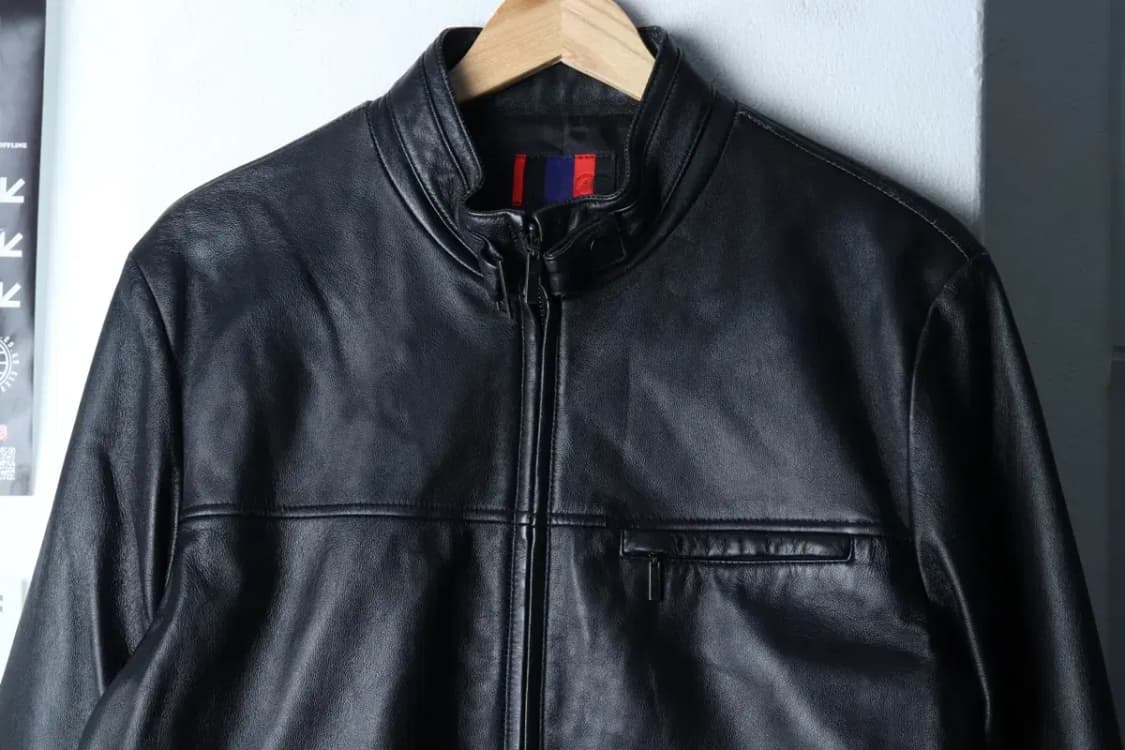 (L) 브랜드빈티지 집업 바람막이 점퍼자켓 사용감 레더 블랙-16FE1 상품이미지3