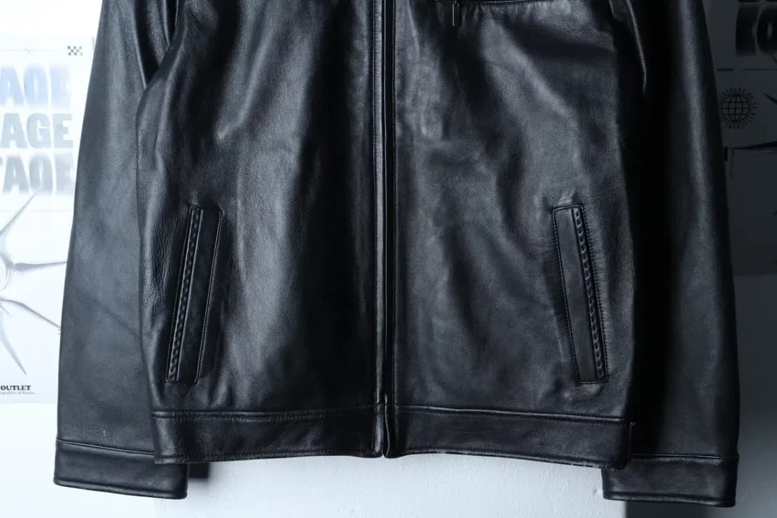 (L) 브랜드빈티지 집업 바람막이 점퍼자켓 사용감 레더 블랙-16FE1 상품이미지4