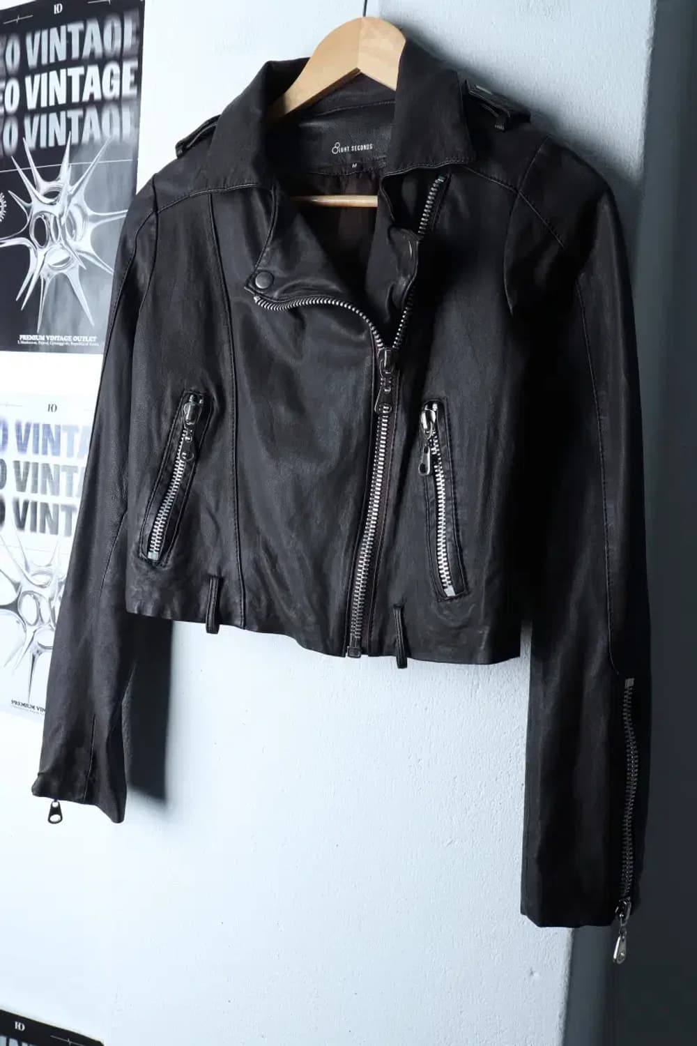 W(M) 에잇세컨즈 집업 바람막이 점퍼자켓 레더 램스킨 크롭-16FE2 상품이미지1