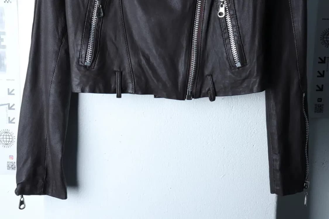 W(M) 에잇세컨즈 집업 바람막이 점퍼자켓 레더 램스킨 크롭-16FE2 상품이미지4