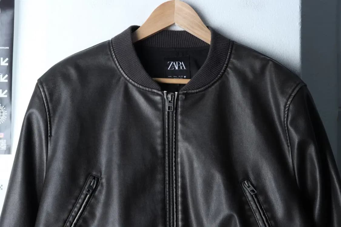 W(L-XL) 자라 집업 바람막이 점퍼자켓 레더 봄버 크롭-16FE4 상품이미지3