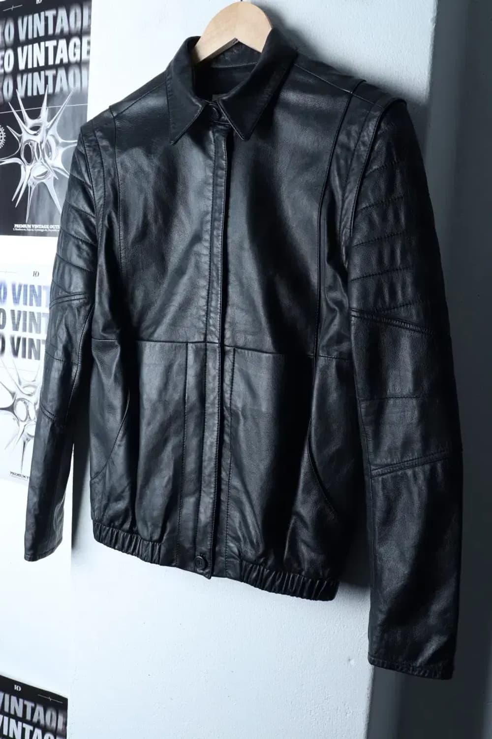 W(S-M) 톰보이 집업 바람막이 점퍼자켓 레더 램스킨 블랙-16FE5 상품이미지1