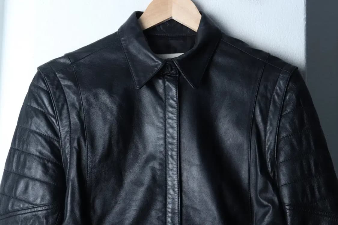 W(S-M) 톰보이 집업 바람막이 점퍼자켓 레더 램스킨 블랙-16FE5 상품이미지3