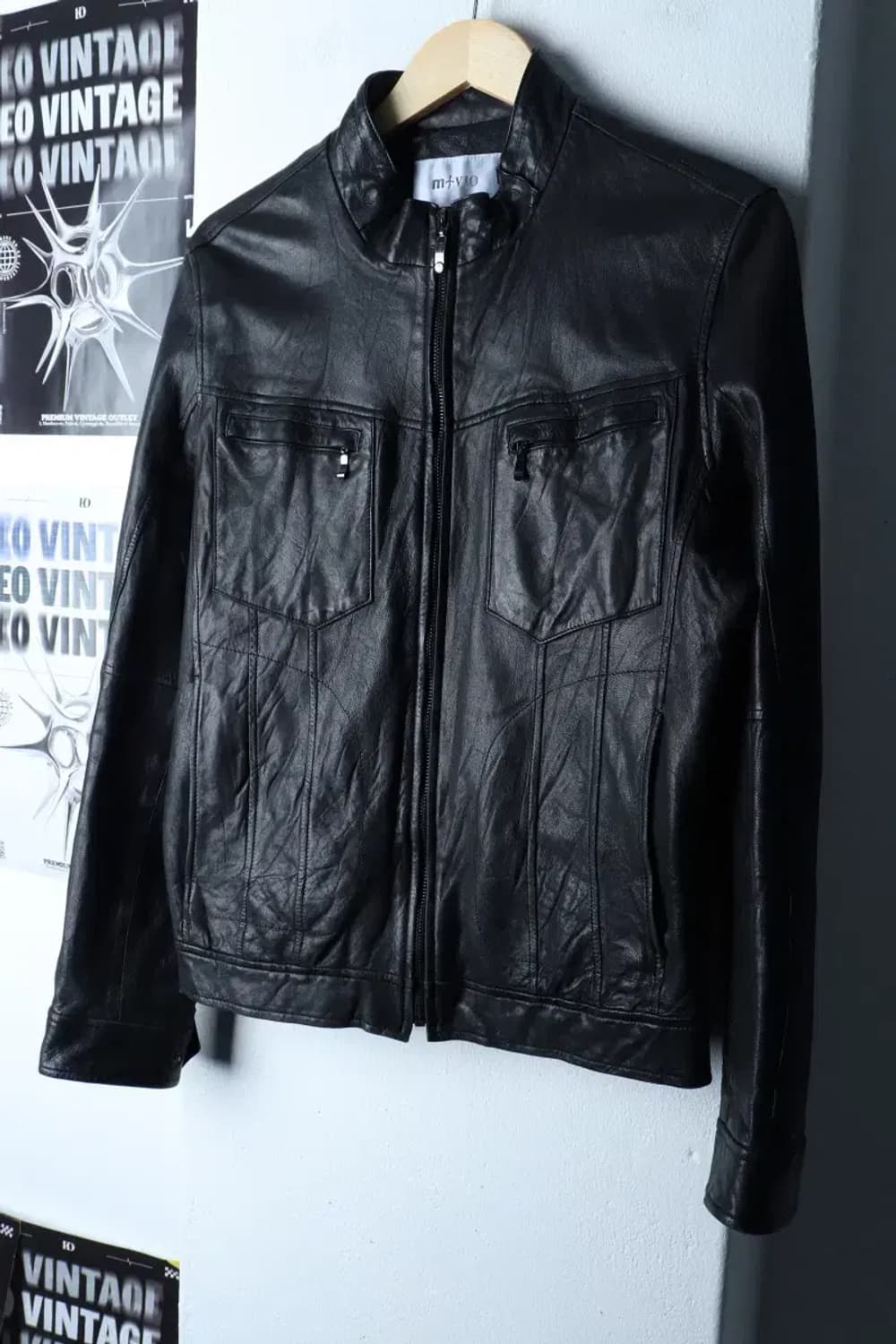 (XL) 엠비오 집업 바람막이 점퍼자켓 레더 블랙 잘익음-16FE6 상품이미지1