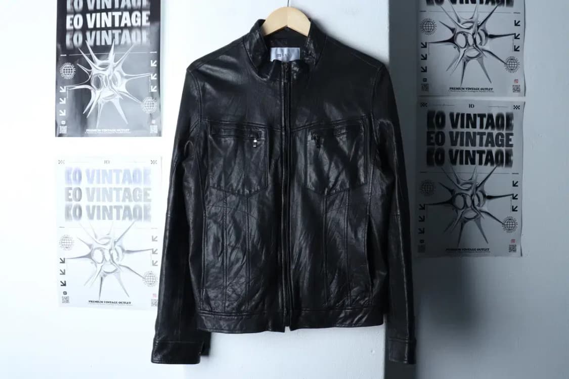 (XL) 엠비오 집업 바람막이 점퍼자켓 레더 블랙 잘익음-16FE6 상품이미지2