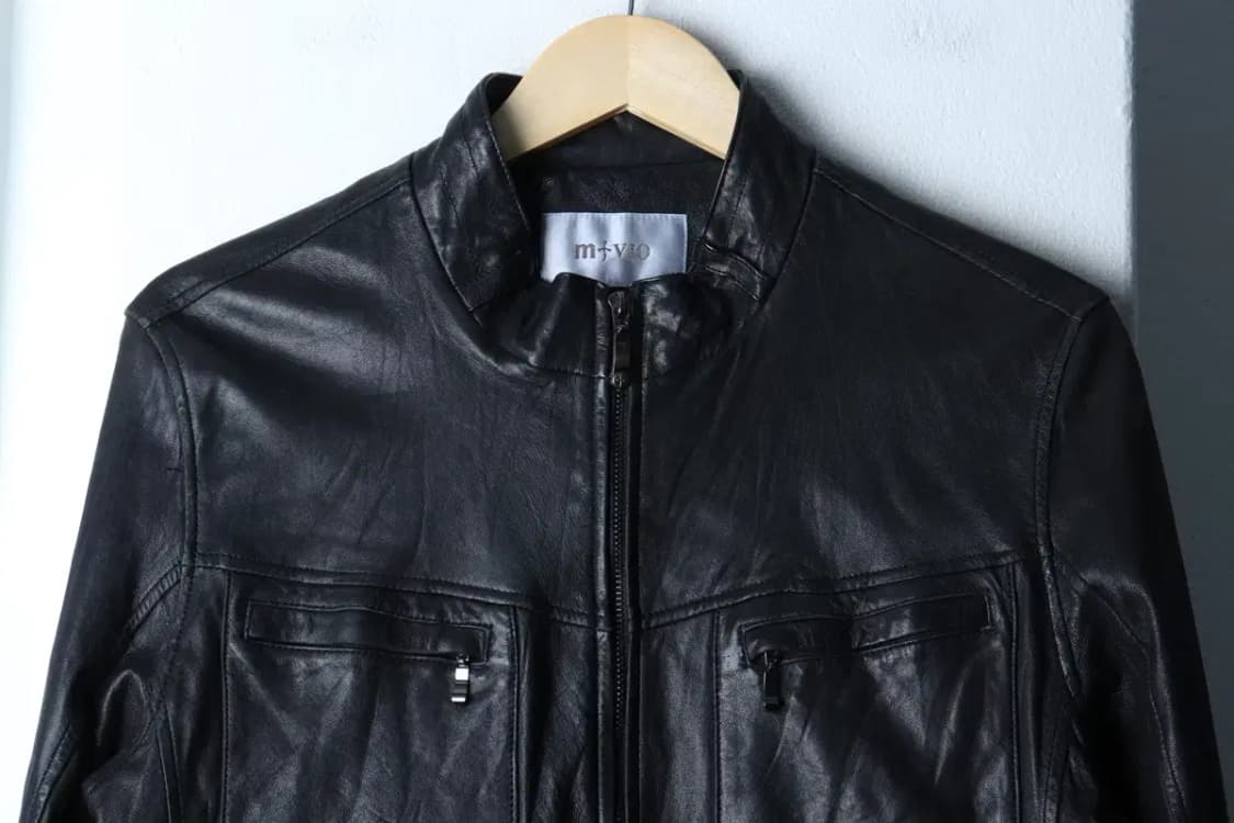 (XL) 엠비오 집업 바람막이 점퍼자켓 레더 블랙 잘익음-16FE6 상품이미지3