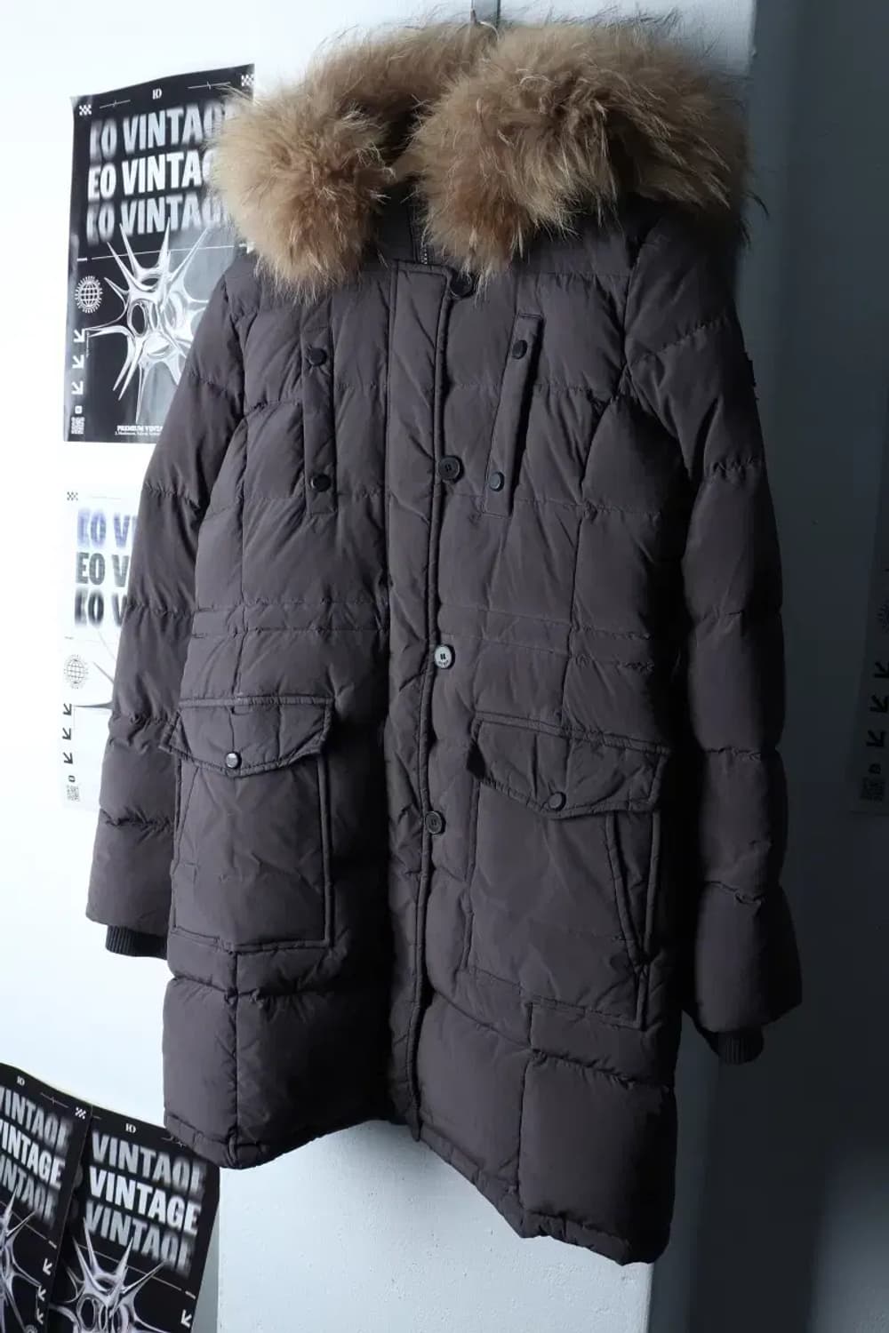 W(M-L) 게스 패딩 점퍼자켓 차콜 롱 퍼 구스다운-16FED 상품이미지1