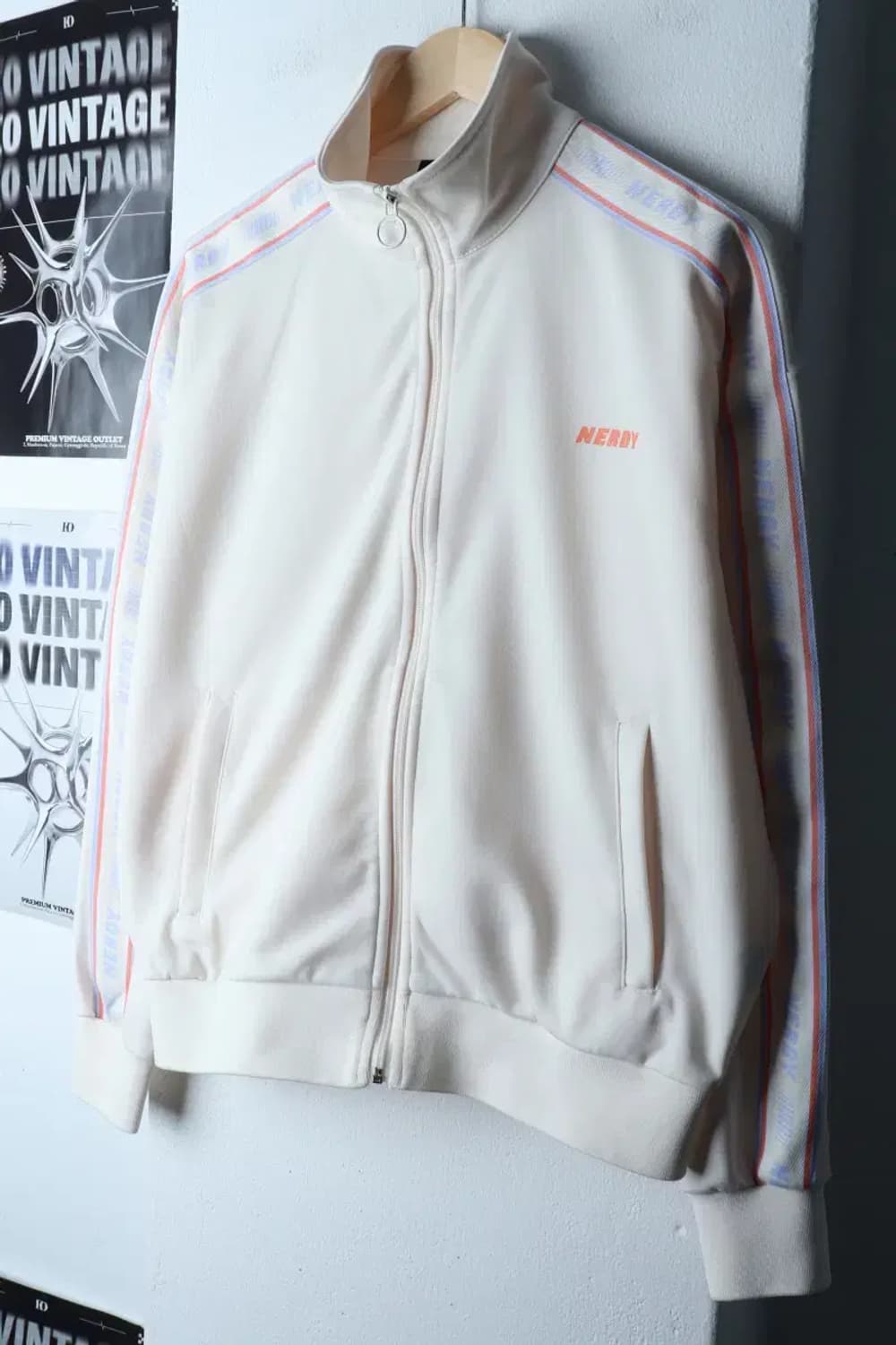 (S-M) 널디 집업 바람막이 점퍼자켓 져지 트랙탑 크림-16FF5 상품이미지1