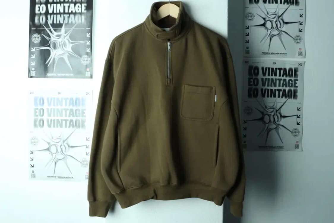 (L-XL) 에스피오나지 맨투맨 티셔츠 반집업 카키 놈코어-16FFC 상품이미지2