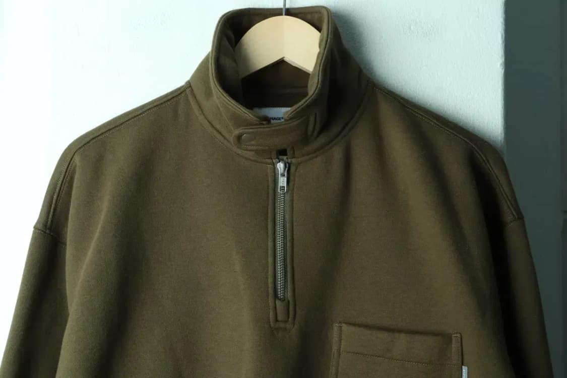 (L-XL) 에스피오나지 맨투맨 티셔츠 반집업 카키 놈코어-16FFC 상품이미지3