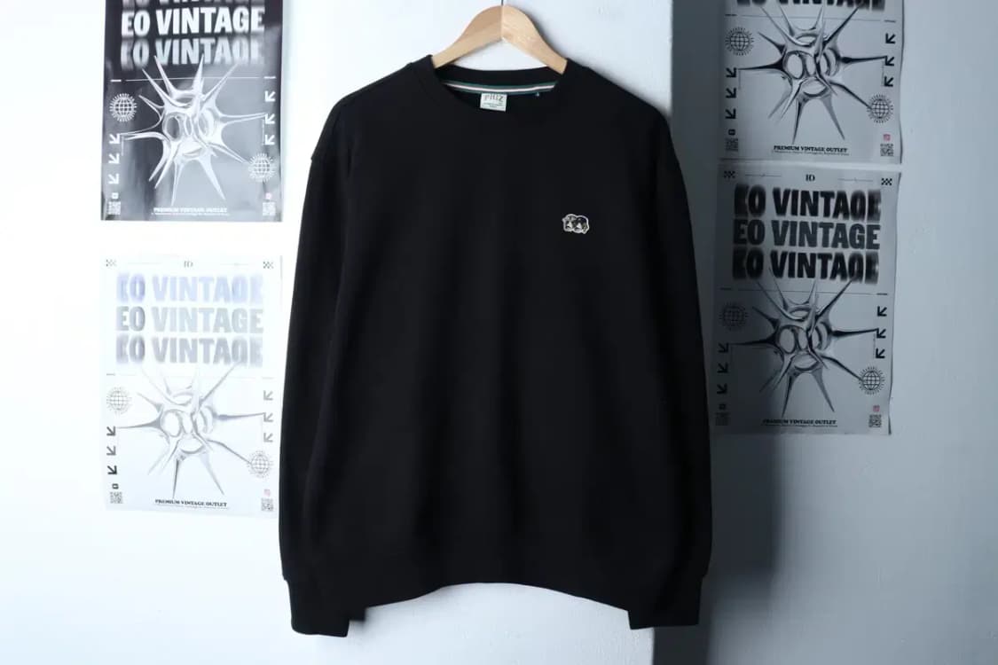 (M-L) 헤지스 맨투맨 티셔츠 스몰로고 블랙 올드스쿨-16FFD 상품이미지2