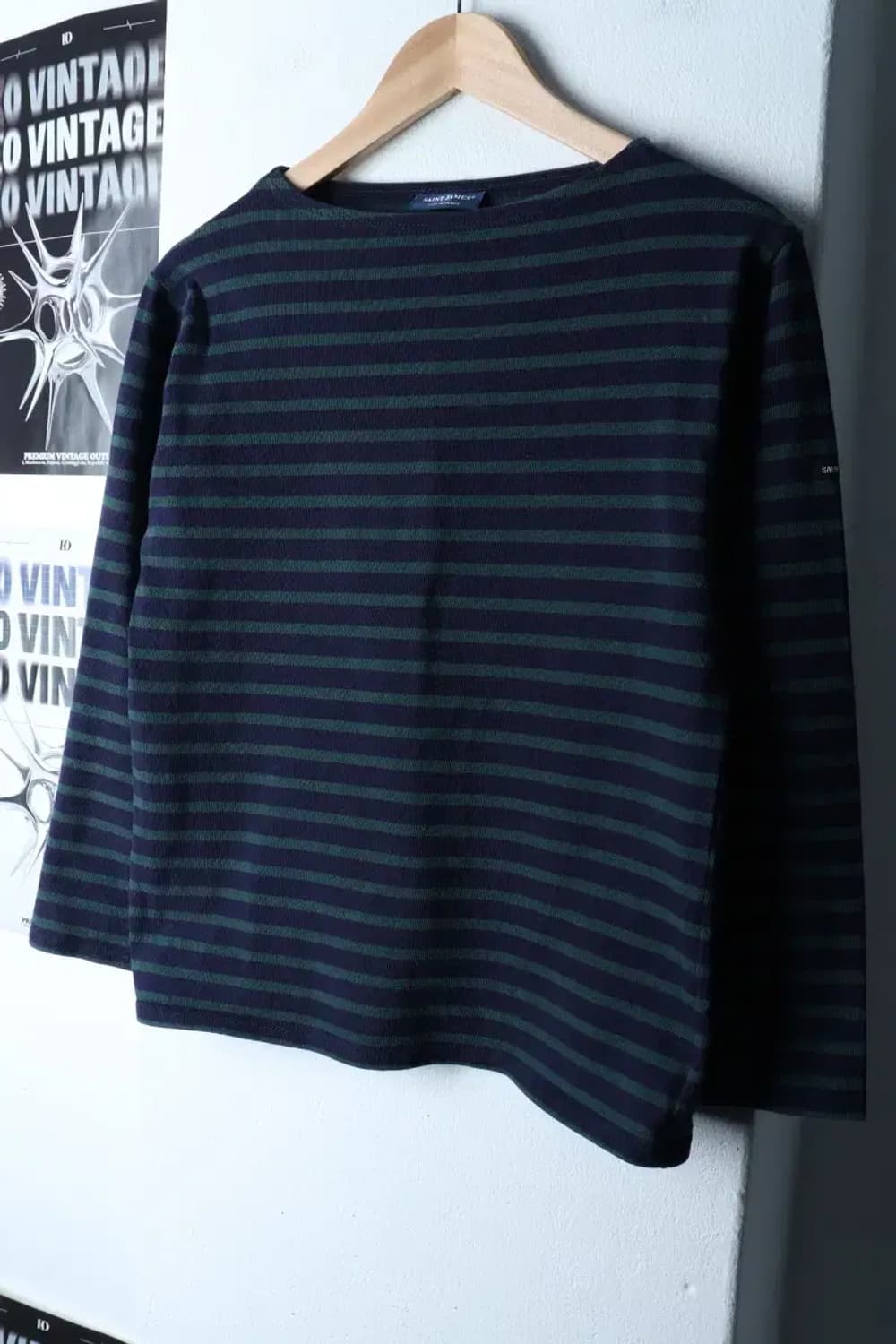 W(S) 세인트제임스 긴팔티셔츠 작은이염 스트라이프 그린-16FFE 상품이미지1