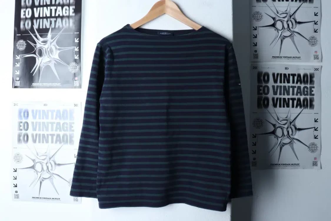 W(S) 세인트제임스 긴팔티셔츠 작은이염 스트라이프 그린-16FFE 상품이미지2