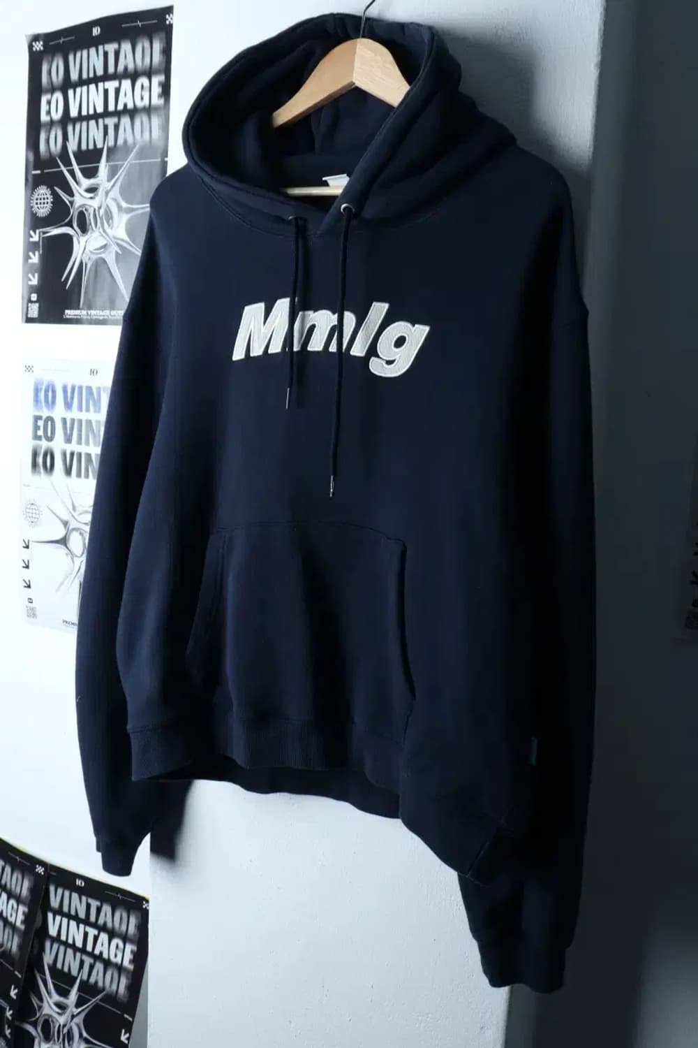 (M-L) 엠엠엘지 후드티셔츠 빅로고 네이비 기모 올드스쿨-17000 상품이미지1