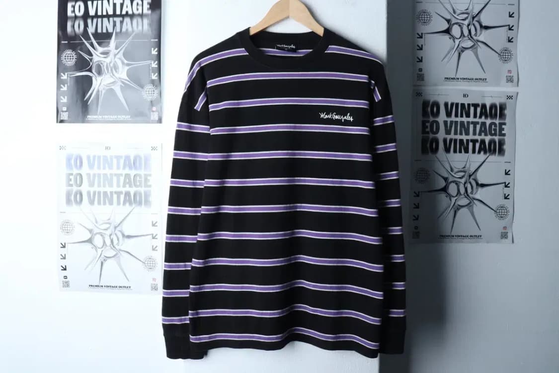 (M-L) 마크곤잘레스 긴팔티셔츠 스트라이프 퍼플 올드스쿨-17009 상품이미지2