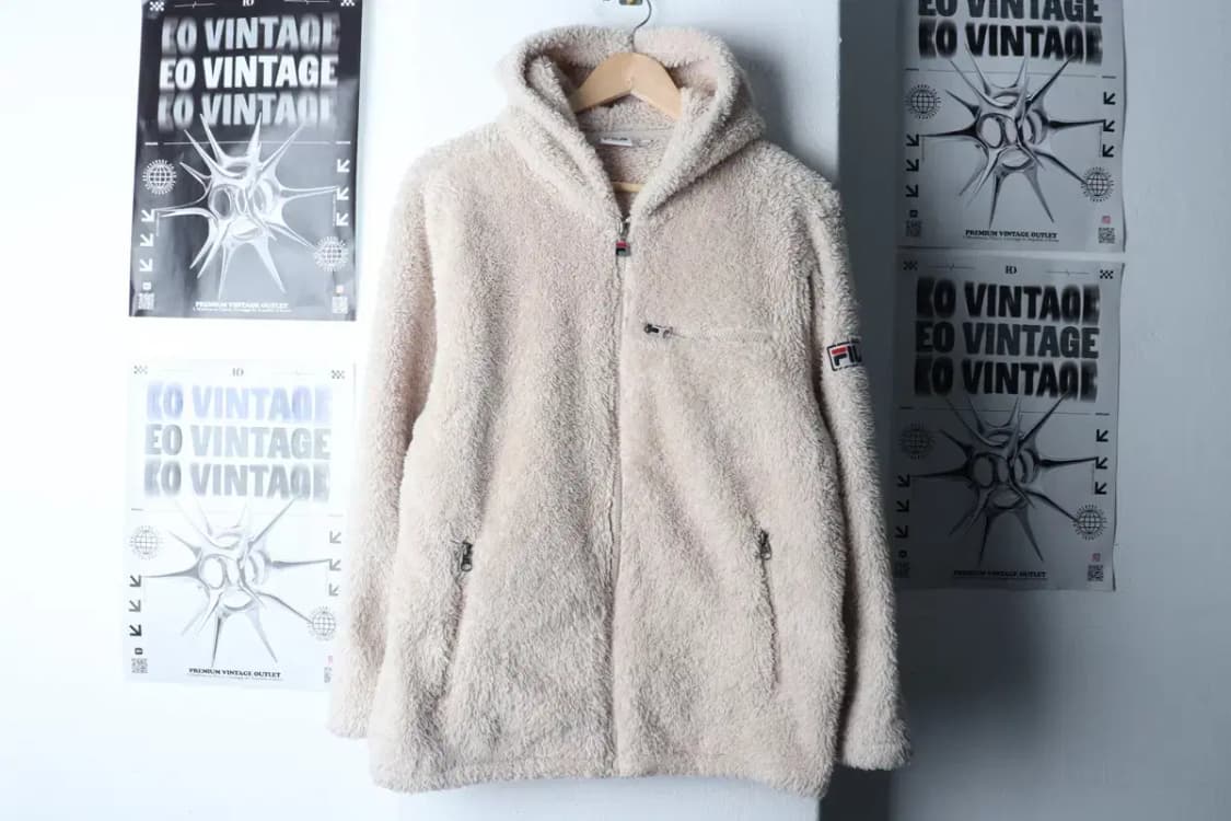 (M-L) 휠라 후드티셔츠 후리스 플리스 베이지 부들-1700E 상품이미지2