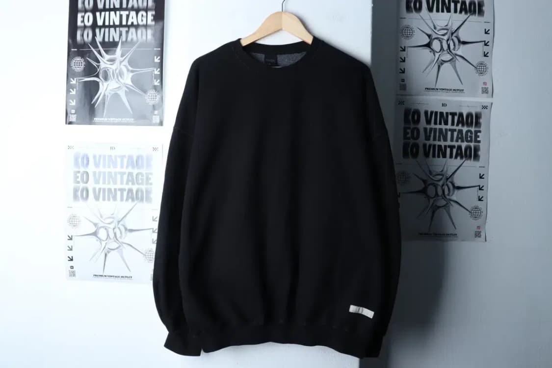 (L-XL) 에즈카톤 맨투맨 티셔츠 루즈핏 무지 헤비 블랙-17012 상품이미지2