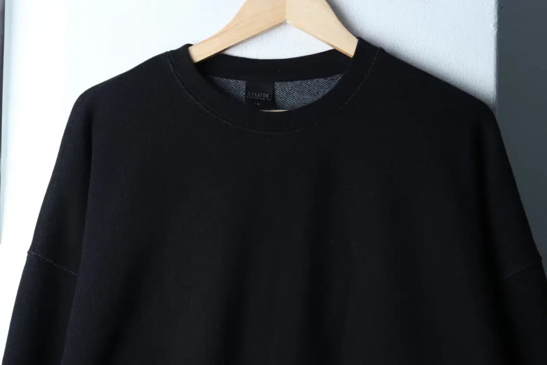(L-XL) 에즈카톤 맨투맨 티셔츠 루즈핏 무지 헤비 블랙-17012 상품이미지3