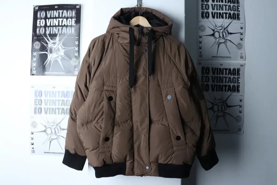 W(S) 랩 패딩 점퍼자켓 봄버 브라운 덕다운-17014 상품이미지2