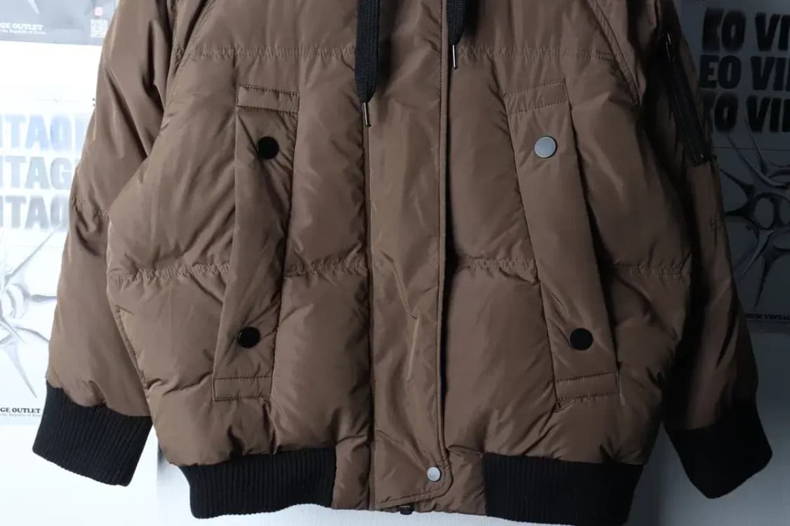 W(S) 랩 패딩 점퍼자켓 봄버 브라운 덕다운-17014 상품이미지3