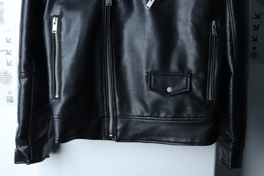 (L-XL) 자라 집업 바람막이 점퍼자켓 레더 라이더 블랙-17015 상품이미지4