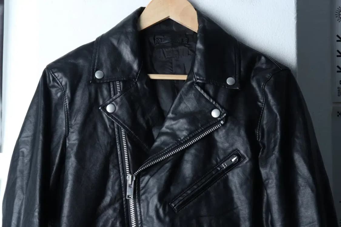 (S) 유니클로 집업 바람막이 점퍼자켓 레더 라이더 블랙-17016 상품이미지3