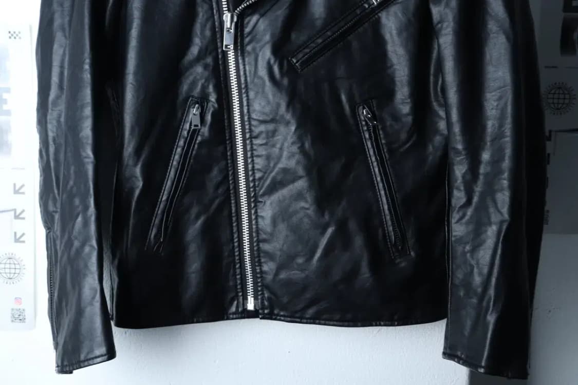 (S) 유니클로 집업 바람막이 점퍼자켓 레더 라이더 블랙-17016 상품이미지4