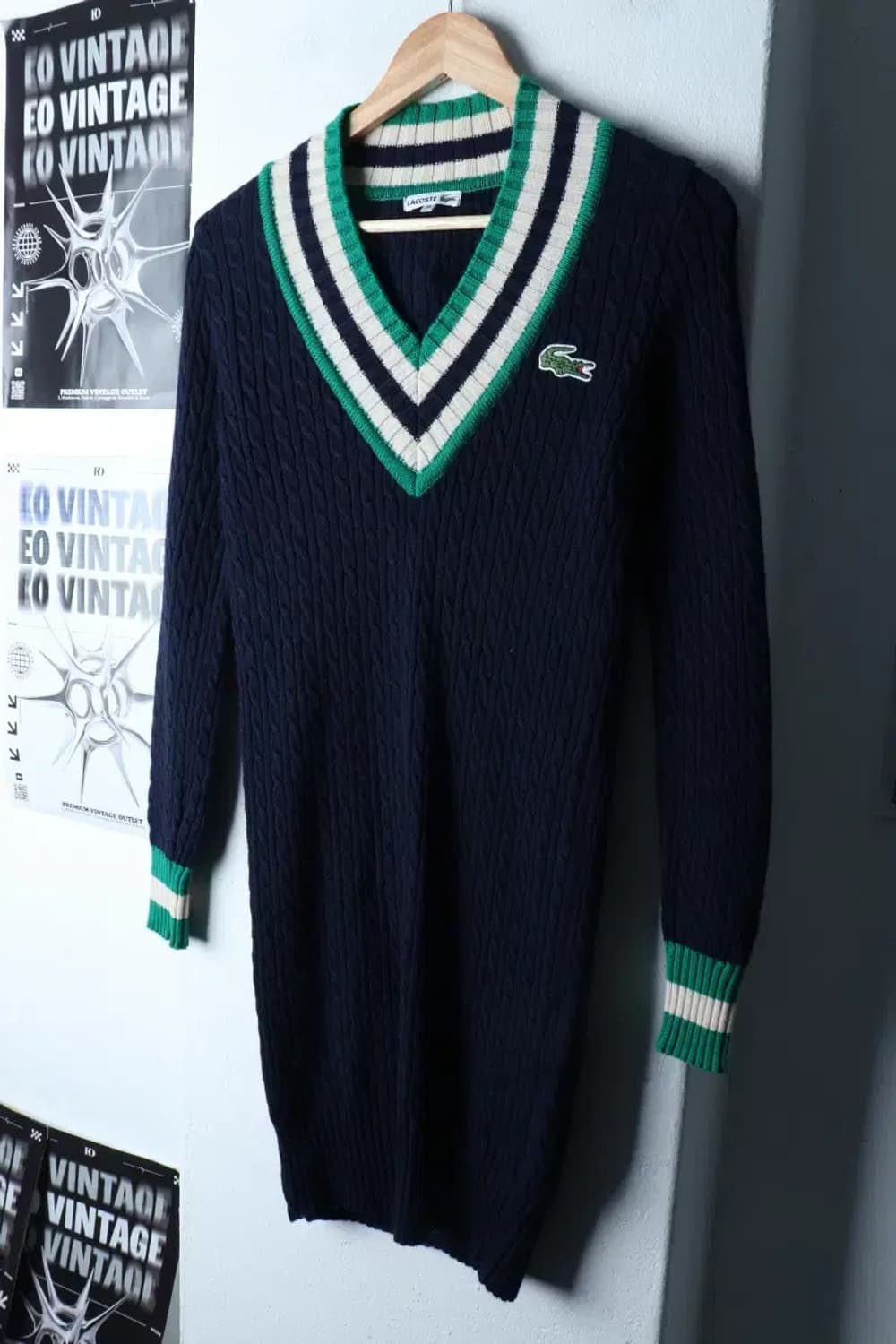 W(M) 라코스테 니트 케이블 꽈배기 네이비 롱 이세영-1701B 상품이미지1
