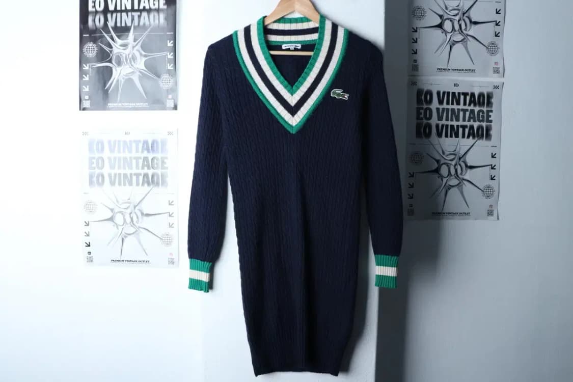 W(M) 라코스테 니트 케이블 꽈배기 네이비 롱 이세영-1701B 상품이미지2