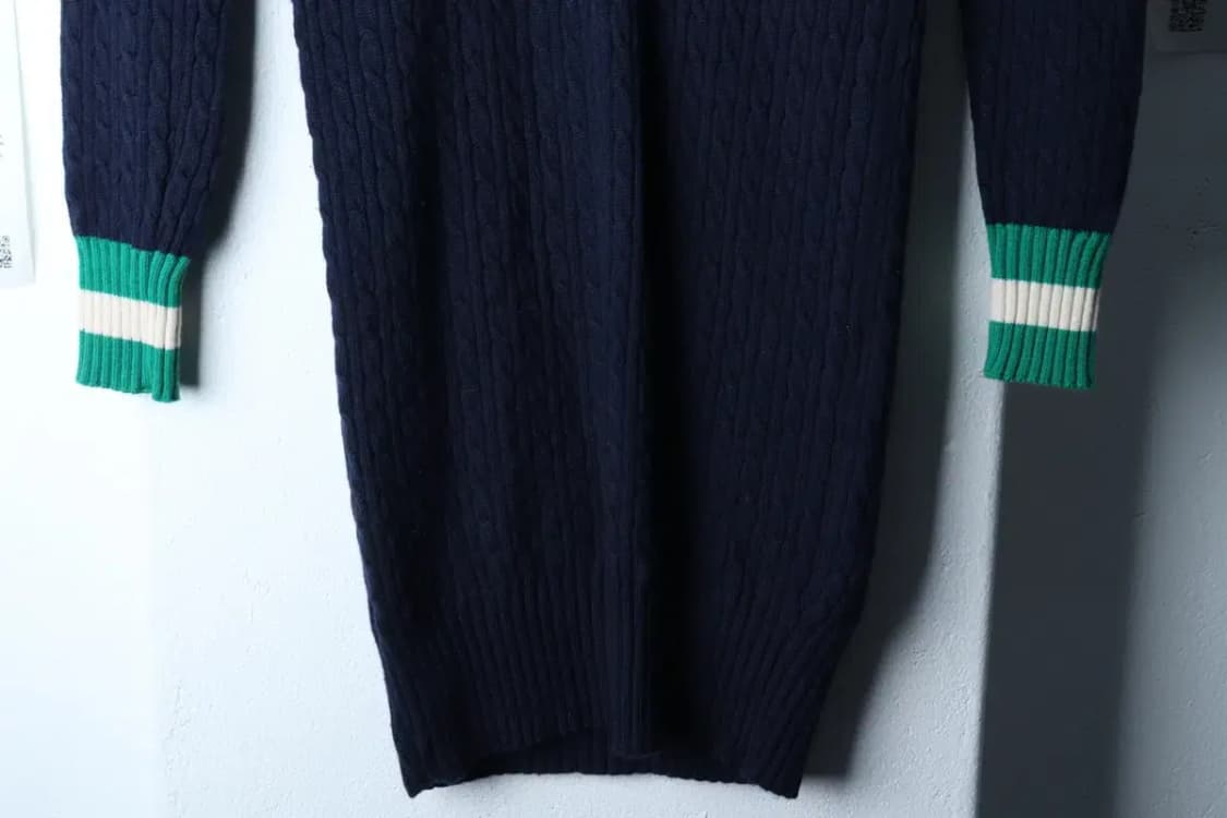 W(M) 라코스테 니트 케이블 꽈배기 네이비 롱 이세영-1701B 상품이미지4