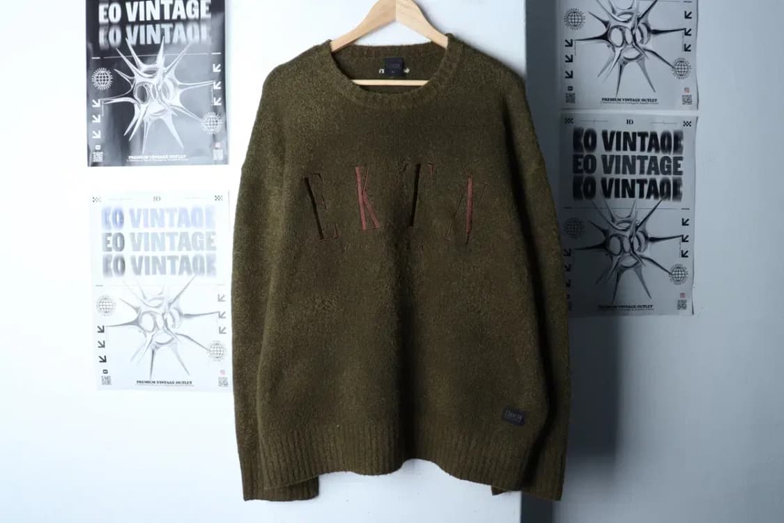 (L-2XL) 에즈카톤 니트 빅로고 부클 그린 말차맛-1701F 상품이미지2