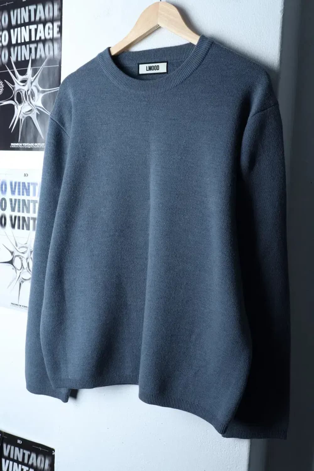 (L) 엘무드 니트 캐시나일론 블루 무지 울-17020 상품이미지1