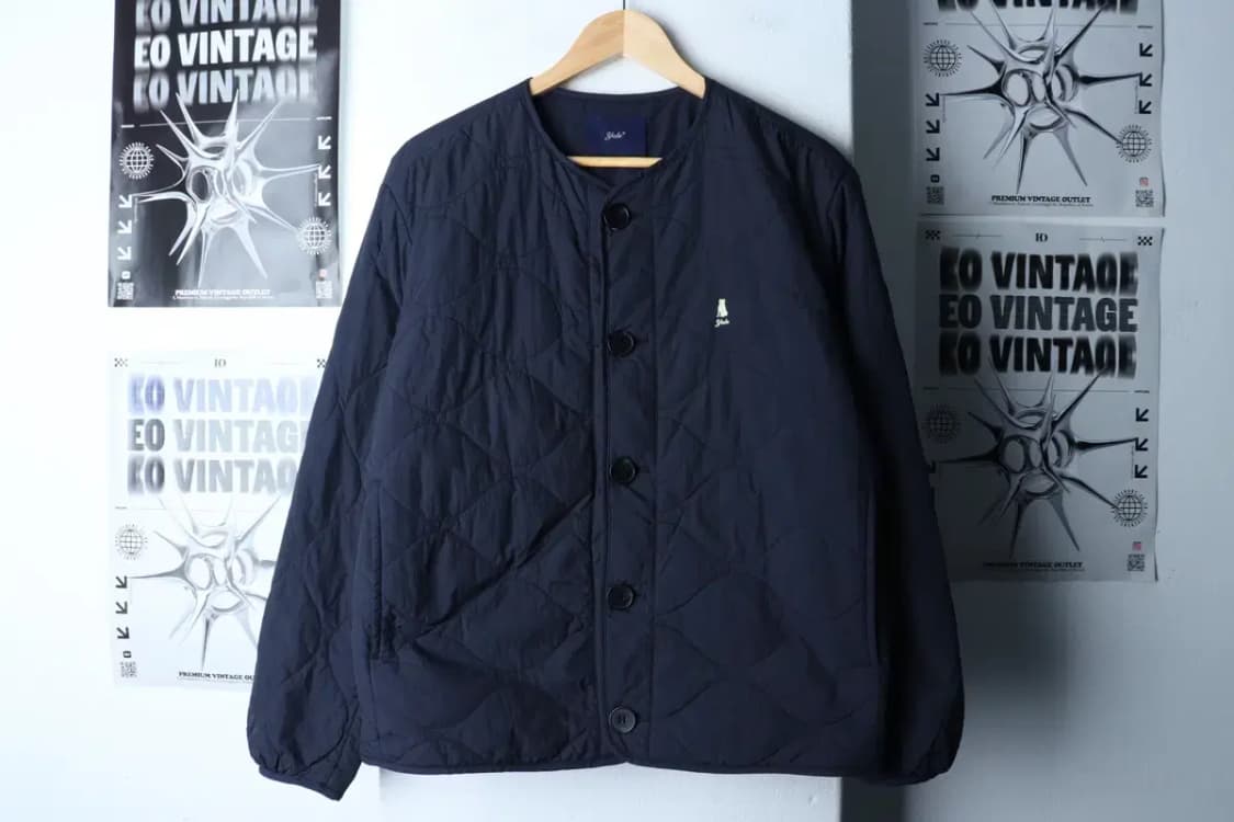 (S) 예일 패딩 점퍼자켓 스몰로고 경량 퀄팅 네이비-17021 상품이미지2