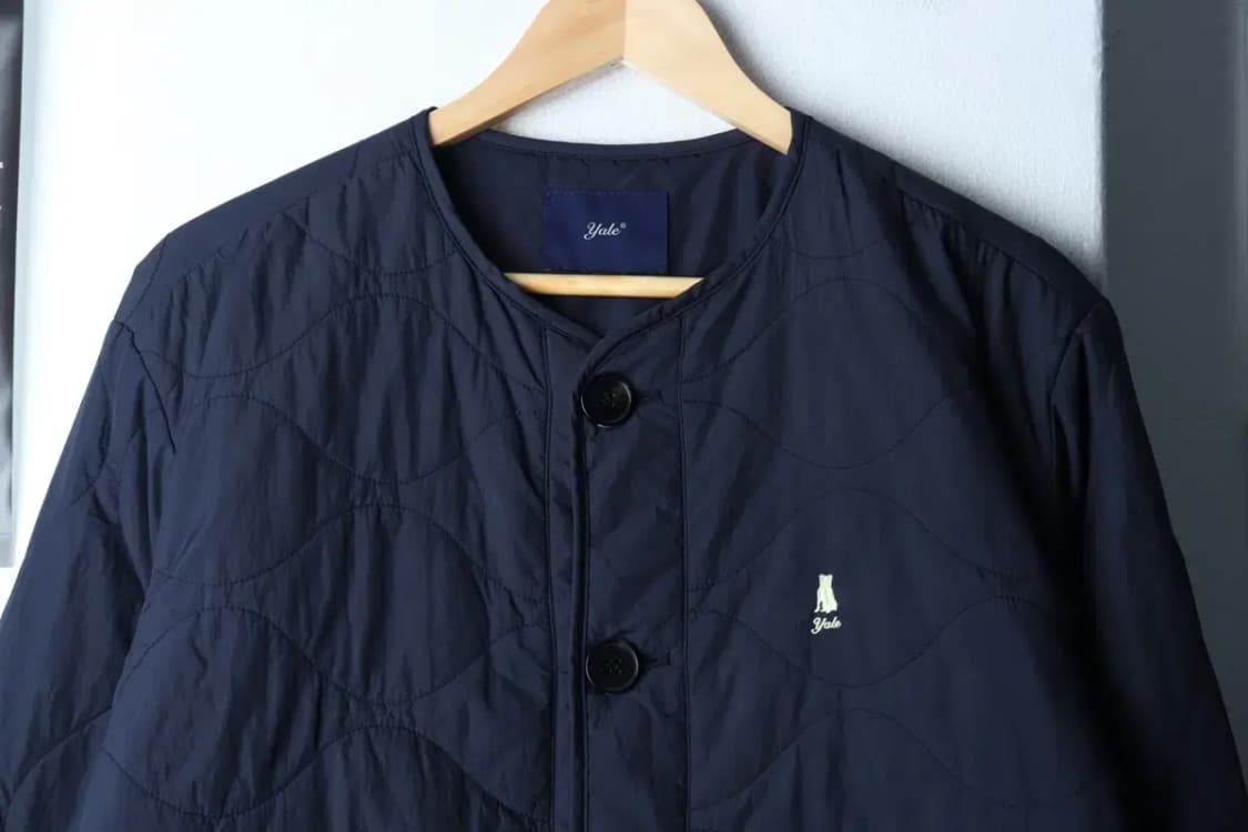 (S) 예일 패딩 점퍼자켓 스몰로고 경량 퀄팅 네이비-17021 상품이미지3
